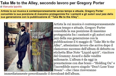 "Take Me to the Alley"di Gregory Porter su MusicalNews.com